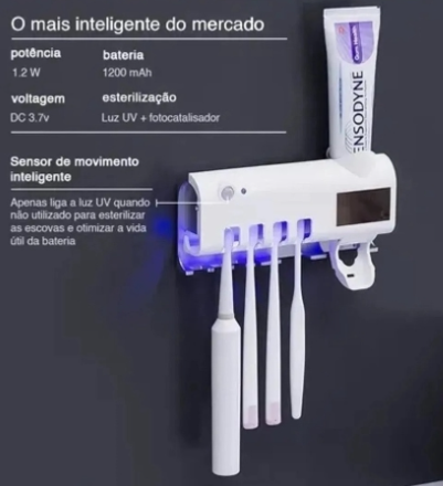 Porta Escova de Dentes Esterilizador UV